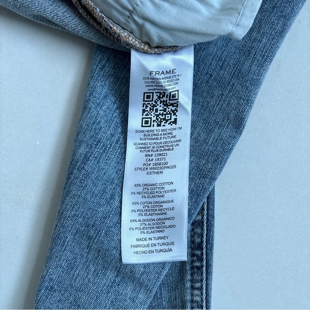 FRAME Esther The Snapped Cropped High-Rise Blue Ankle Denim Leggings Size 28 - Picture 9 of 16